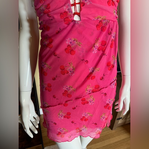 NWT Urban Outfitters Women’s Pink Cherry Print Mini Dress SZ S💗🍒 - Picture 5 of 14
